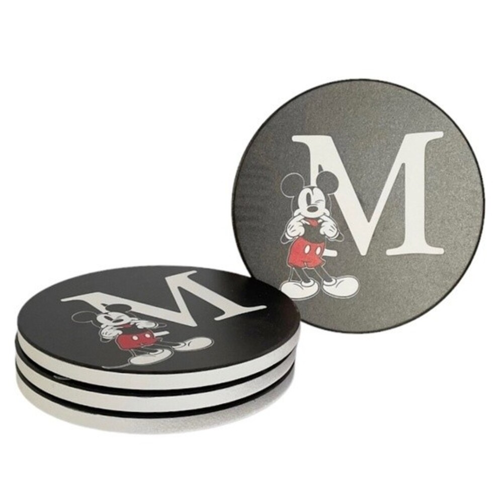 NWT Disney Mickey Mouse Initial M Coasters Home Goods Bar Kitchen Dining Office